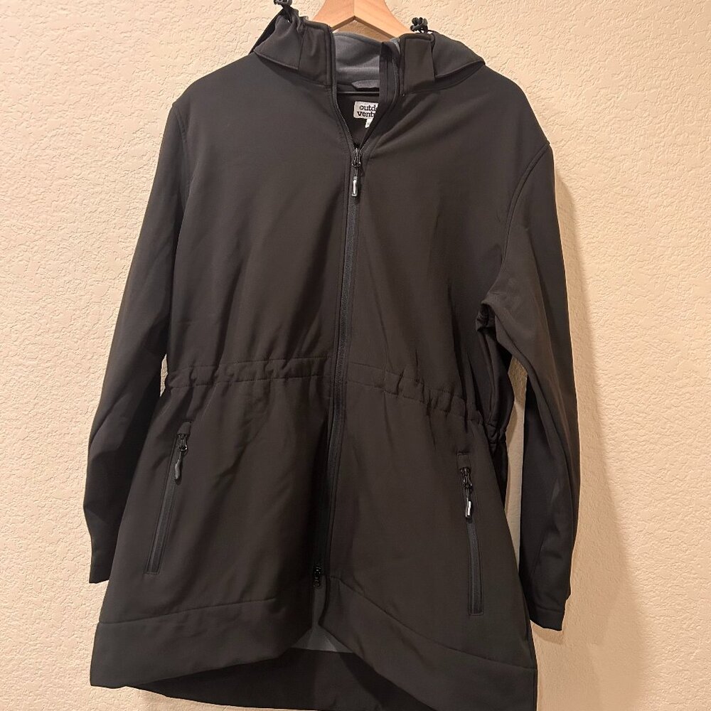 Outdoor Ventures Black Soft Shell Jacket w/ Bonded Fleece Lining Women's XL